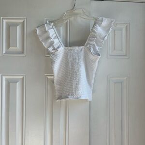White Ruffled Women's Top